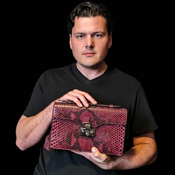 GUCCI Python Lady Lock Mini Briefcase Red Purple - INCREDIBLE - Picture 4 of 13